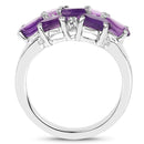 3.05 Carat Genuine  Amethyst and White Topaz .925 Sterling Silver Ring-2