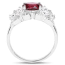 3.16 Carat Genuine Rhodolite and White Zircon .925 Sterling Silver Ring-2