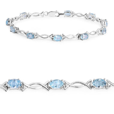 5.10 Carat Genuine Blue Topaz .925 Sterling Silver Bracelet - 0