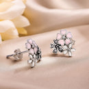 925 Sterling Silver Earrings with Pavé Setting, Oxidized Silver, Enamel - 1.0 x 1.1 cm for Women-2