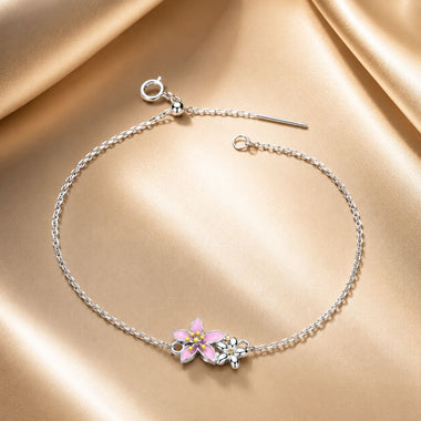 S925 Sterling Silver Adjustable Flower Bracelet for Women - 0