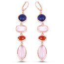 14K Rose Gold Plated 30.55 Carat Genuine Multi Stone .925 Sterling Silver Earrings-1