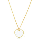 14k Yellow Gold High Polish Heart Pearl Paste Necklace-1