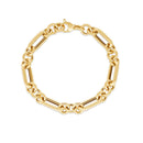 14k Yellow Gold Italian Alternating Paperclip Round Links Bracelet (8.00 mm)-2