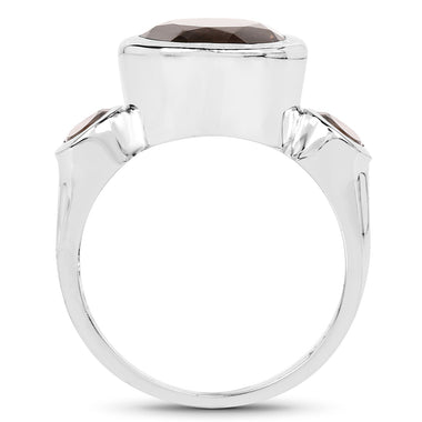 3.56 Carat Genuine Smoky Quartz .925 Sterling Silver Ring - 0