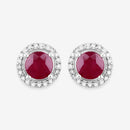 1.22 Carat Genuine Ruby and White Diamond 14K White Gold Earrings-3