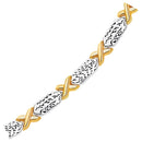 14k Two-Tone Gold Fancy X Line Bracelet-2