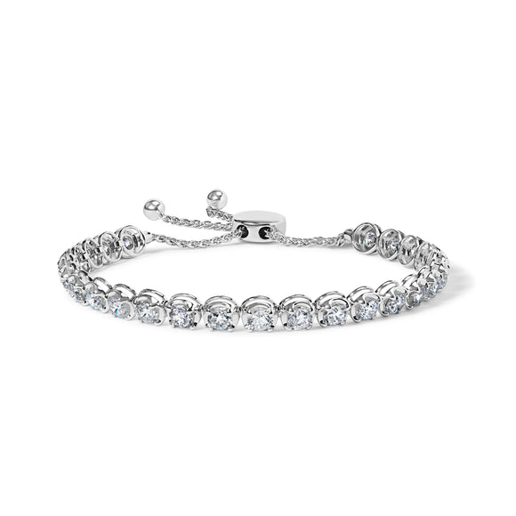 14K White Gold 6.00 Cttw Diamond 4â€-10â€ Adjustable Bolo Tennis Bracelet (I-J Color, I1-I2 Clarity)