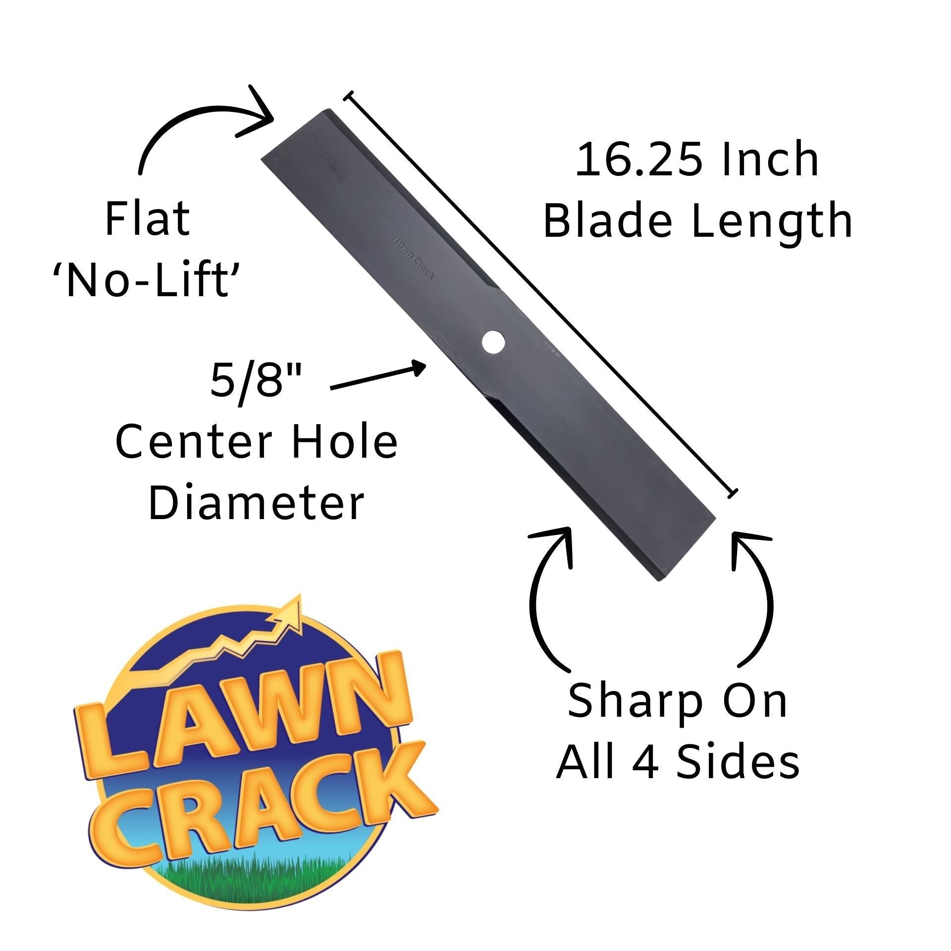 48" Mower Flat/Sand Blade (16-1/4" Long, 5/8" Hole) Hardened Steel