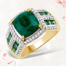 3.75 Carat Dyed Emerald, Emerald and White Topaz .925 Sterling Silver Ring-1