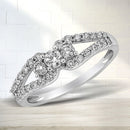 10K White Gold 1/2 Cttw Round Cut Diamond Three Stone Split Shank Band Ring (H-I Color, SI1-SI2 Clarity) - Size 6-1