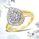14K Yellow and White Gold 1.00 Cttw Round and Baguette-Cut Diamond Ballerina Cocktail Ring (H-I Color, SI2-I1 Clarity)-1