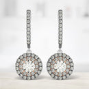 14k White And Rose Gold Drop Diamond Earrings with a Halo Design (3/4 cttw)-4