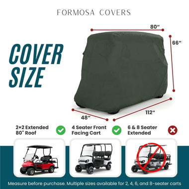 4 Passenger Golf Cart Storage Cover (4 Seater Long Roof 80") Green - 0