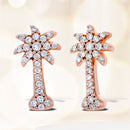 10K Rose Gold 1/4 Cttw Diamond Palm Tree Push Back Stud Earrings (H-I Color, I1-I2 Clarity)-1