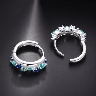925 Sterling Silver Earrings with Pavé Setting and White Gold Plating for Women - 0