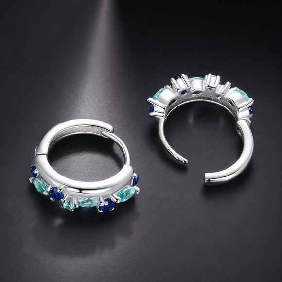 925 Sterling Silver Earrings with Pavé Setting and White Gold Plating for Women