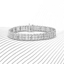 .925 Sterling Silver 1.00 Cttw Diamond Multi Row Heart Link Bracelet (H-I Color, I1-I2 Clarity) - 7.25" Inches-1