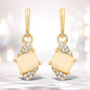 0.57 Carat Genuine Ethiopian Opal and White Diamond 14K Yellow Gold Earrings-1