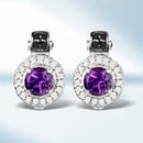 2.29 Carat Genuine Amethyst, Black Diamond and White Diamond .925 Sterling Silver Earrings-1