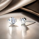 925 Sterling Silver Earrings with Pavé Setting CZ, Size 0.6*0.7cm, for Women-2