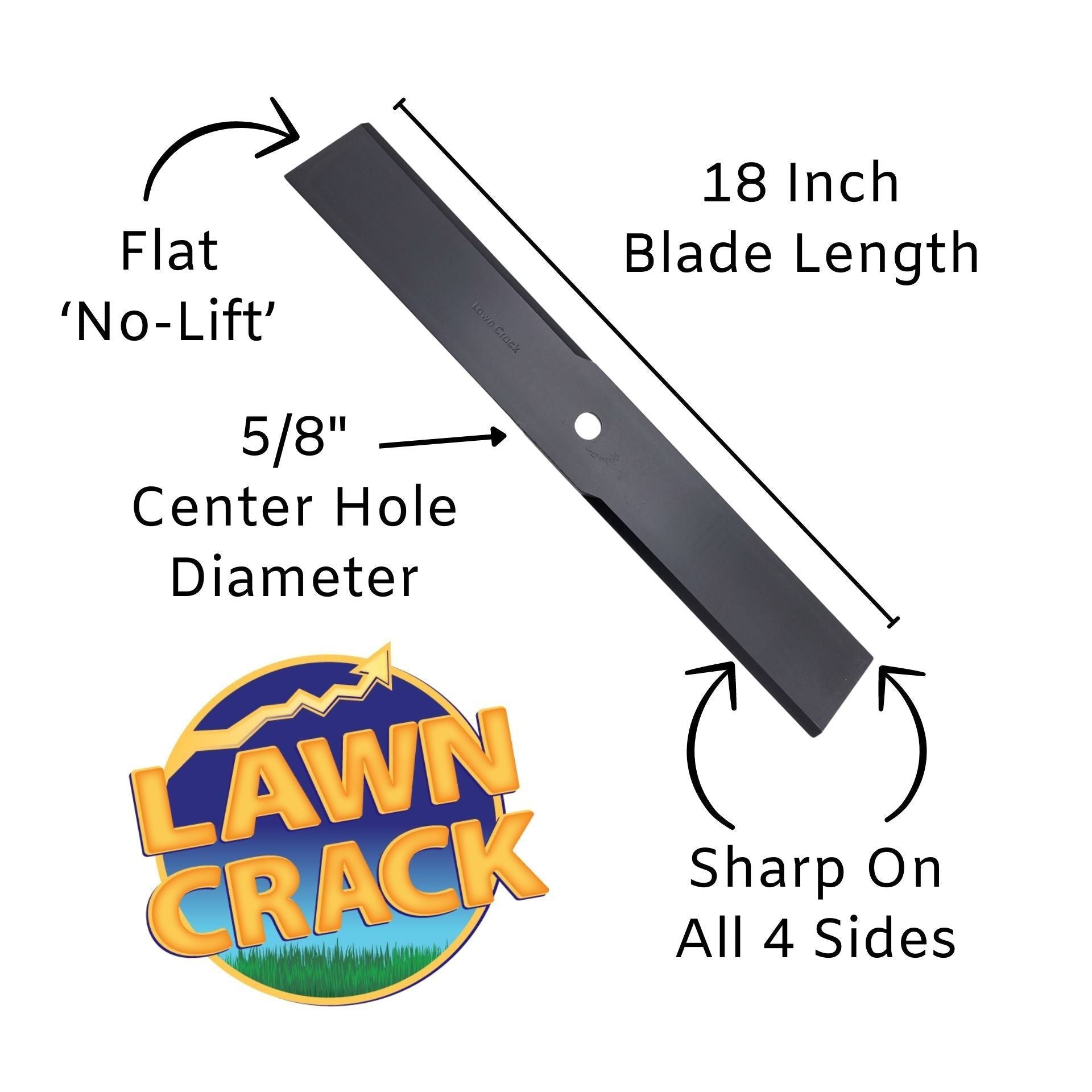 36" & 52" Mower Flat/Sand Blade (18" Long, 5/8" Hole) Hardened Steel