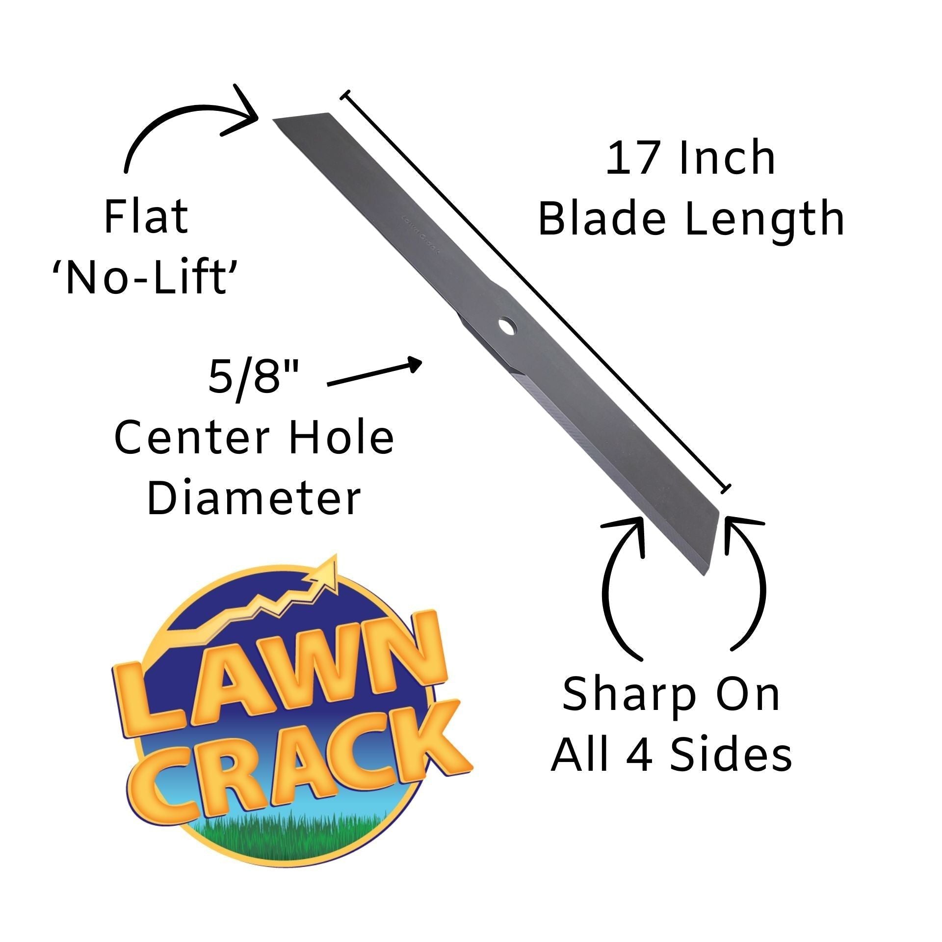 50" Mower Flat/Sand Blade (17" Long, 5/8" Hole) Hardened Steel