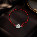 925 Sterling Silver Adjustable Length Bracelet with CZ and Glass Pendant for Women-2
