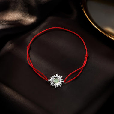 925 Sterling Silver Adjustable Length Bracelet with CZ and Glass Pendant for Women - 0