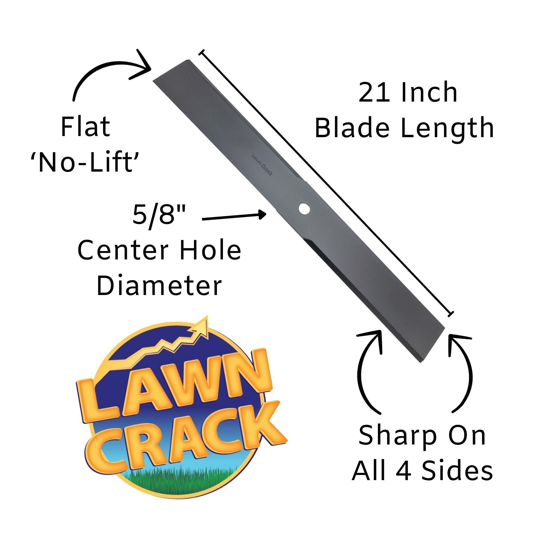 61" Mower Flat/Sand Blade (21" Long, 5/8" Hole) Hardened Steel