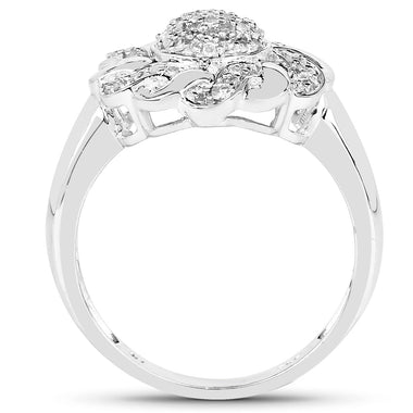 14K Yellow Gold Plated 0.28 Carat Genuine White Diamond .925 Sterling Silver Ring - 0