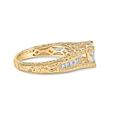 14K Yellow Gold 1.0 Cttw Princess Composite Diamond Engagement Ring (G-H Color, VS1-VS2 Clarity) - Size 7 - 0
