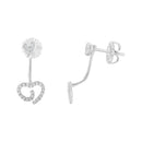 .925 Sterling Silver 1/4 Cttw Diamond Swirl Heart Front/Back Earrings (I-J Color, I2-I3 Clarity)-2