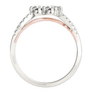 Two Stone Diamond Ring with Curved Band in 14k White And Rose Gold (5/8 cttw)-2