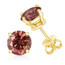 14K Yellow Gold 1.00 Cttw Round Brilliant Cut Lab Grown Pink Diamond 4-Prong Classic Solitaire Earrings (Pink Color, VVS2-VS1 Clarity)-3