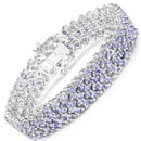 14.70 Carat Genuine Tanzanite .925 Sterling Silver Bracelet-1