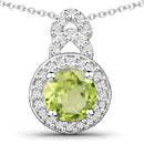 2.68 Carat Genuine Peridot and White Topaz .925 Sterling Silver Jewelry Set-3