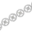 .925 Sterling Silver 1/2 Cttw Diamond Nested Circle Miracle Set Open Wheel 7.25" Fashion Link Bracelet (I-J Color, I3 Clarity)-5