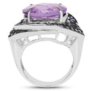 5.95 Carat Genuine Amethyst and Tanzanite .925 Sterling Silver Ring-2