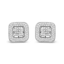10K White Gold 1.0 Cttw Round and Princess Cut Diamond Composite Open Halo Stud Earrings (H-I Color, SI1-SI2 Clarity)-1