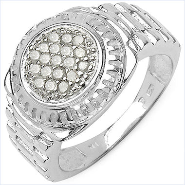 0.20 Carat Genuine White Diamond .925 Sterling Silver Ring