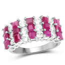 4.14 Carat Genuine Ruby and White Topaz .925 Sterling Silver Ring-1