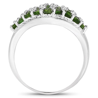 2.41 Carat Genuine Chrome Diopside and White Topaz .925 Sterling Silver Ring - 0