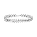 .925 Sterling Silver 1/4 cttw Round-Cut Diamond Double Row Wrapped S-Link Bracelet (I-J Color, I2-I3 Clarity) - Size 7.25"-1