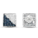 0.67 Carat Genuine Blue Diamond and White Diamond .925 Sterling Silver Earrings-3