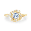 0.46 Carat Genuine Aquamarine and White Diamond 14K Yellow Gold Ring-3