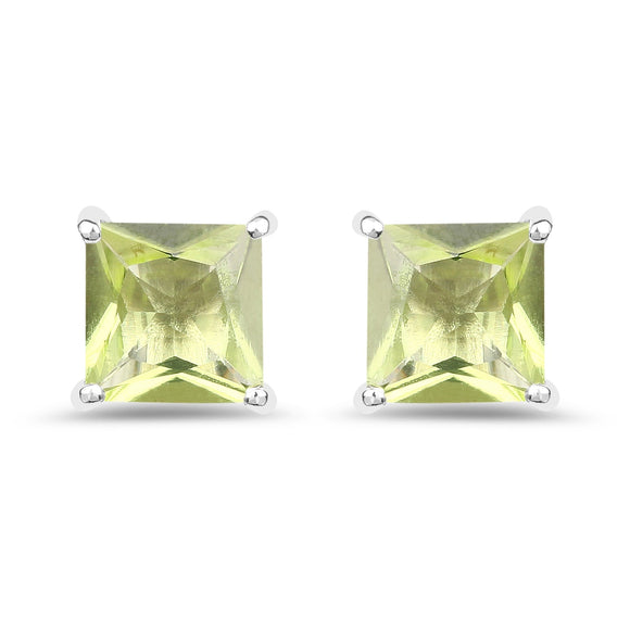 2.00 Carat Genuine Peridot .925 Sterling Silver Earrings