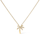 10K Yellow Gold 1/10 Cttw Round Diamond Palm Tree 18" Inch Pendant Necklace (H-I Color, I1-I2 Clarity)-1