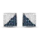 0.67 Carat Genuine Blue Diamond and White Diamond .925 Sterling Silver Earrings-1