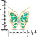 2.60 Carat Genuine Emerald and White Zircon .925 Sterling Silver Necklace-3